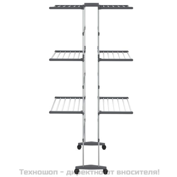 Триетажен сушилник за дрехи с колелца, сребрист, 60x70x129 см