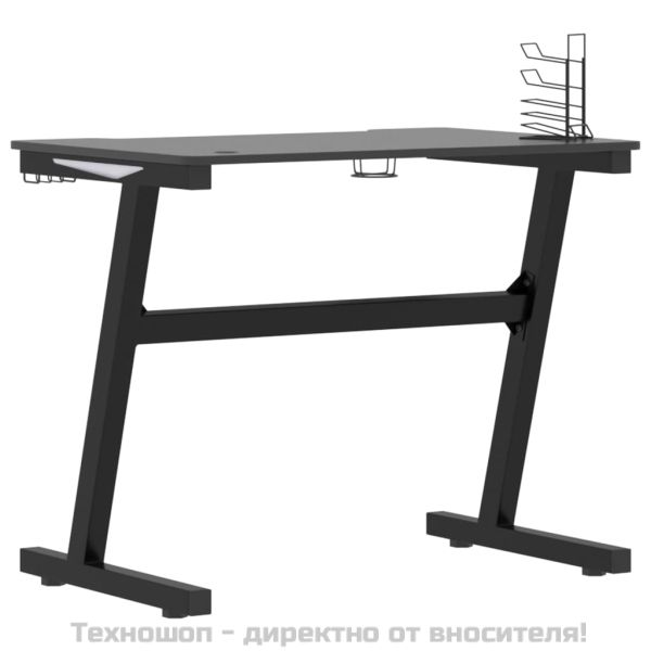 Гейминг бюро LED със Z-образни крака, черно, 90x60x75 см
