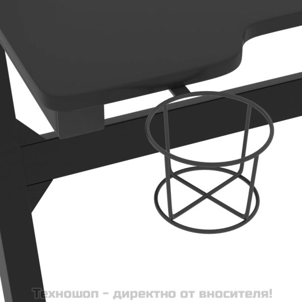 Гейминг бюро LED със Z-образни крака, черно, 90x60x75 см