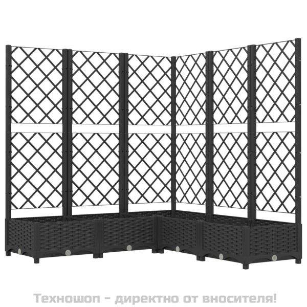 Градински сандък с пергола, черен, 120x120x121,5 см, PP