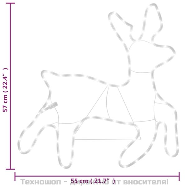 Коледна фигура елен със 72 светодиода, топло бяло, 57x55x4,5 см