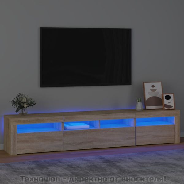 ТВ шкаф с LED осветление, дъб сонома, 240x35x40 см