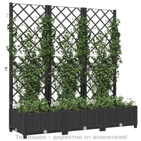 Градинска саксия с решетка, черна, 120x40x121,5 см, полипропилен