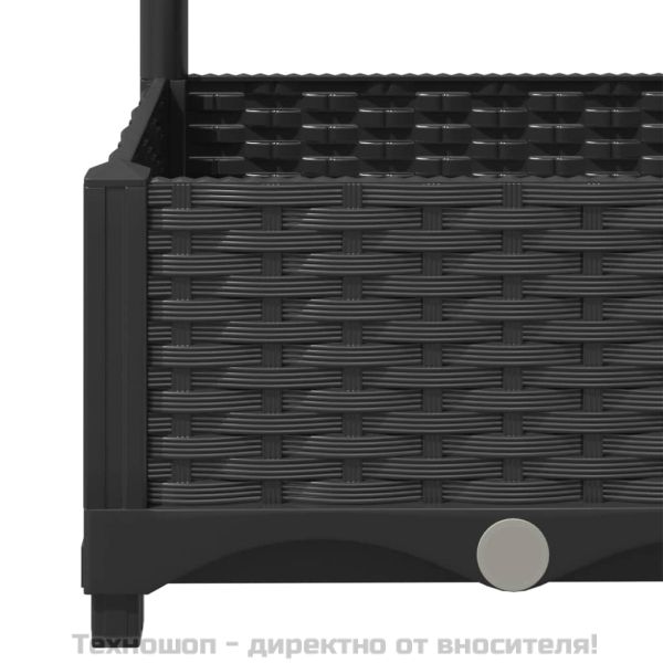 Градинска саксия с решетка, черна, 120x40x121,5 см, полипропилен