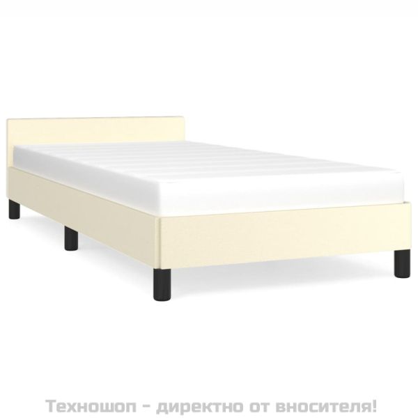 Рамка за легло с табла без матрак, кремава, 90x200 см