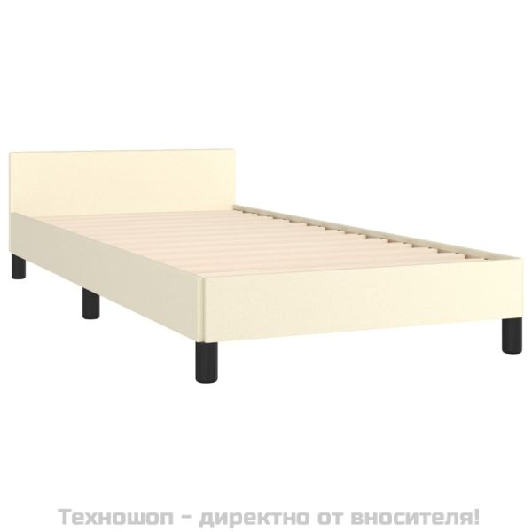 Рамка за легло с табла без матрак, кремава, 90x200 см
