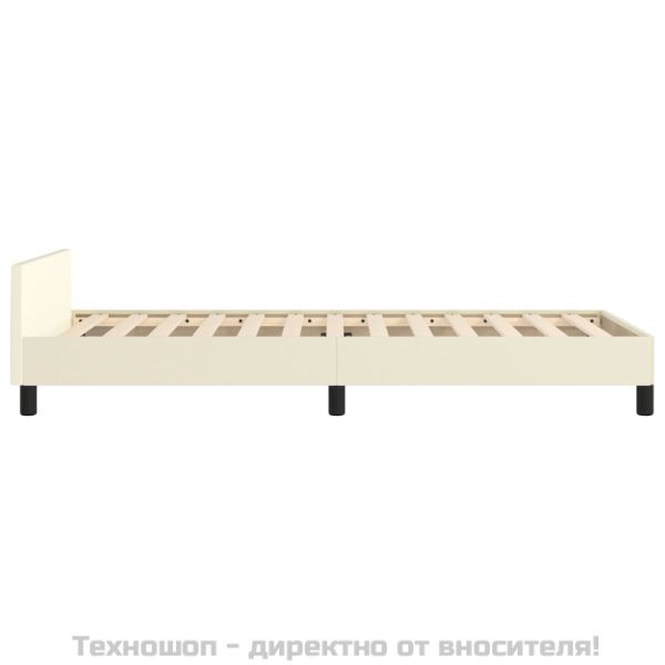 Рамка за легло с табла без матрак, кремава, 90x200 см