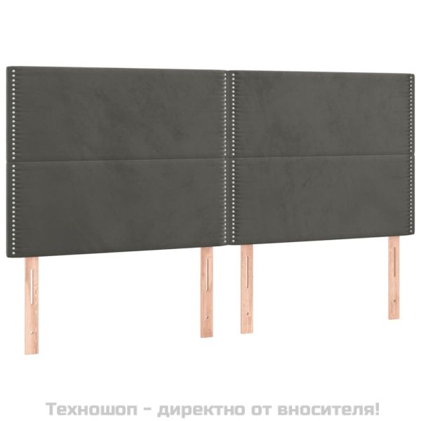 Рамка за легло без матрак, тъмносива, 200x200 см, кадифе