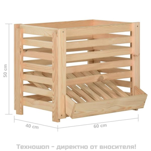 Кутия за картофи, 60x40x50 см, борово дърво масив