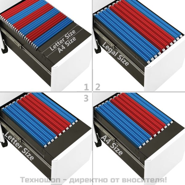 Мобилен офис шкаф, бял, 30x45x59 см, стомана