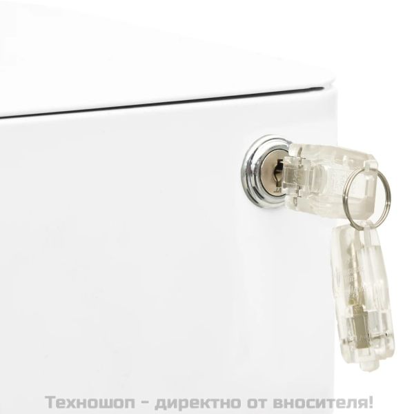 Мобилен офис шкаф, бял, 30x45x59 см, стомана