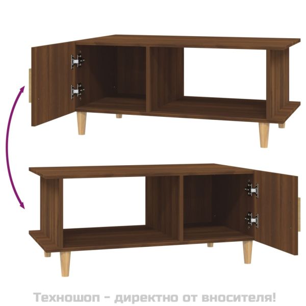 Кафе маса, кафяв дъб, 90x50x40 см, инженерно дърво