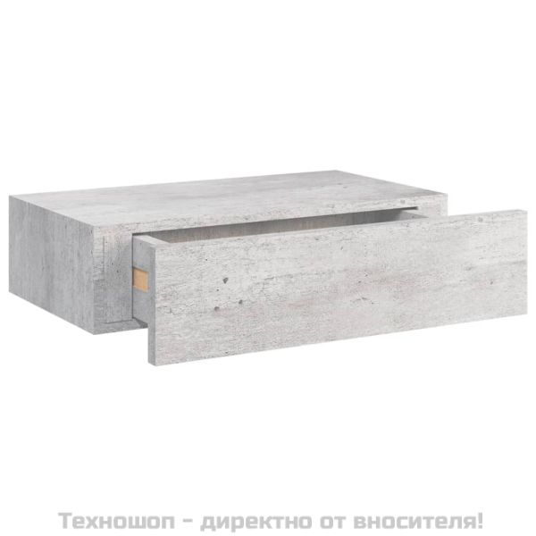 Стенни рафтове с чекмеджета 2 бр бетонно сив 40x23,5x10 см МДФ