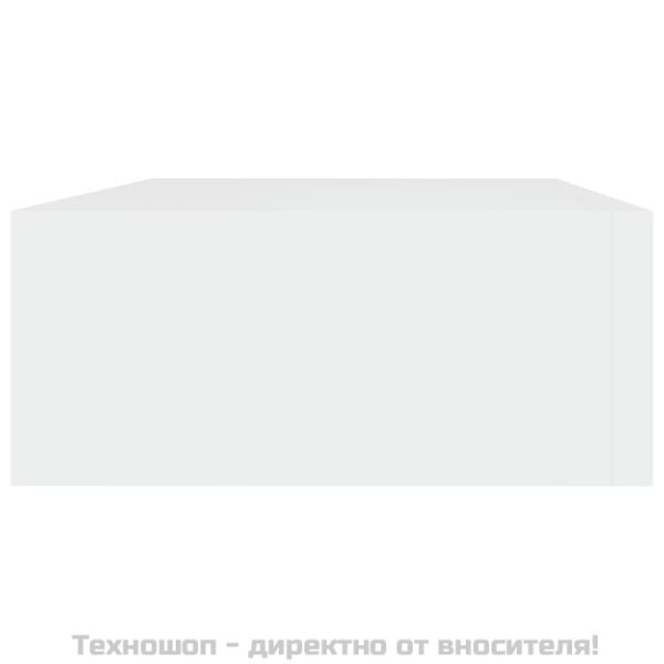Стенен рафт с чекмедже, бял, 40x23,5x10 см, МДФ