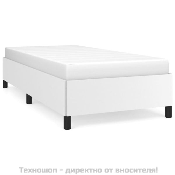 Рамка за легло с балдахин, бяла, 90x200 см изкуствена кожа