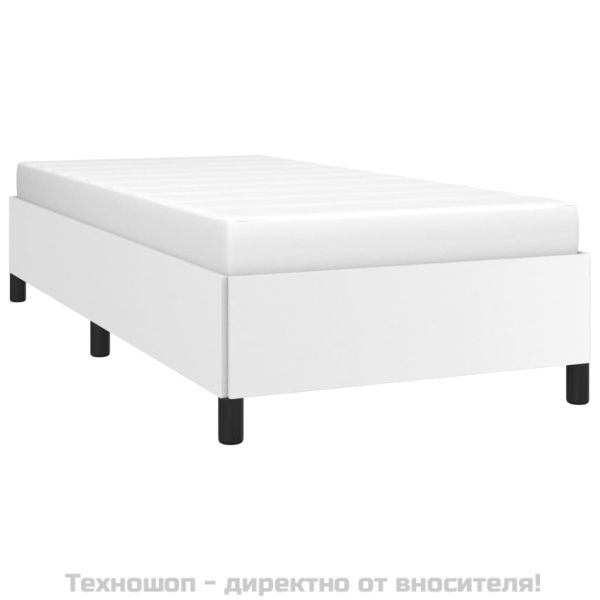 Рамка за легло с балдахин, бяла, 90x200 см изкуствена кожа