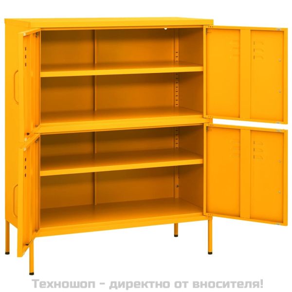 Шкаф за съхранение, горчица, 80х35х101,5 см, стомана