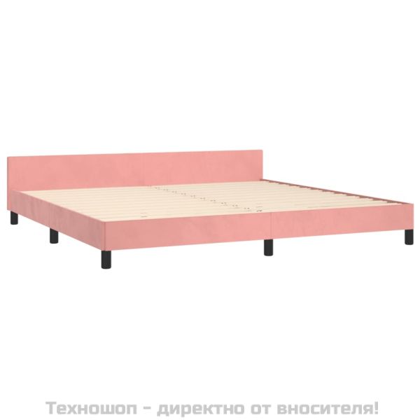 Рамка за легло с табла без матрак, розова, 200x200 см, кадифе