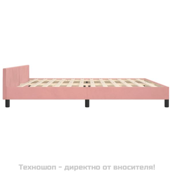 Рамка за легло с табла без матрак, розова, 200x200 см, кадифе