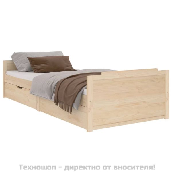 Рамка за легло с чекмеджета, бор масив, 90х200 см