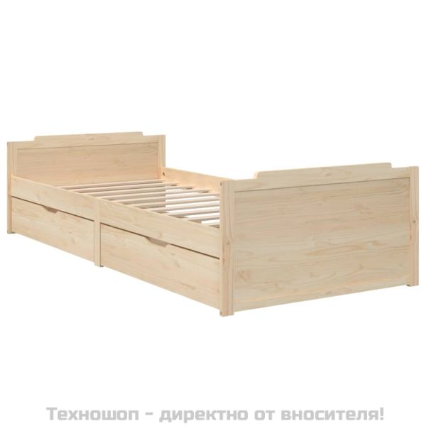 Рамка за легло с чекмеджета, бор масив, 90х200 см