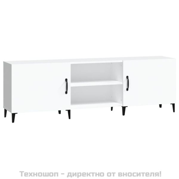 ТВ шкаф, бял, 150x30x50 см, инженерно дърво