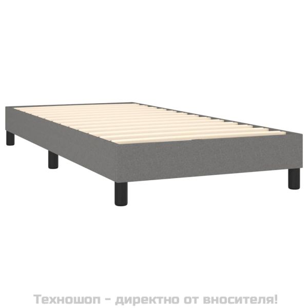 Рамка за легло с пружини, тъмносива, 90x190 см, плат