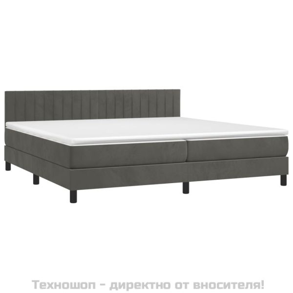 Боксспринг легло с матрак, тъмносиво, 200x200 см, кадифе