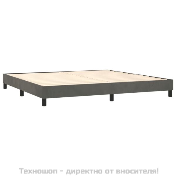 Боксспринг легло с матрак, тъмносиво, 200x200 см, кадифе