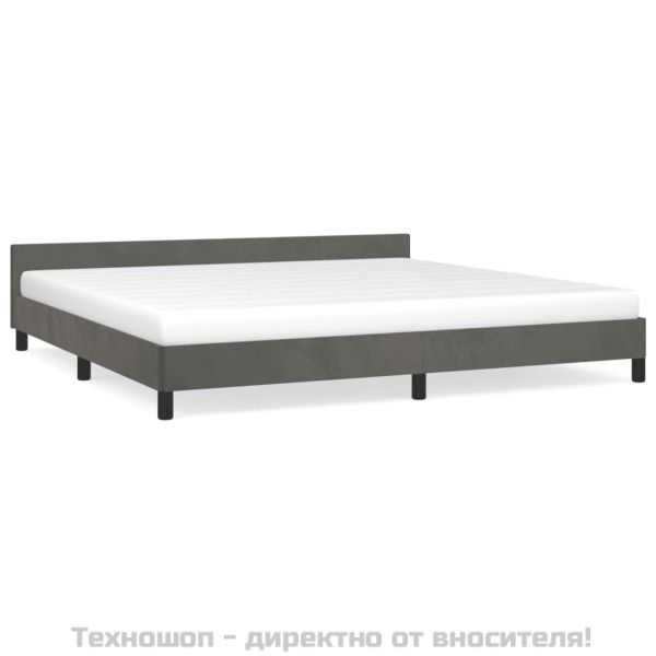Рамка за легло без матрак, тъмносива, 200x200 см, кадифе