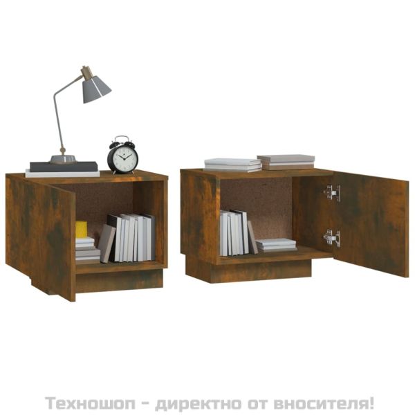 Нощно шкафче, опушен дъб, 100x35x40 см, инженерно дърво