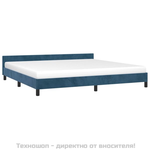 Рамка за легло без матрак, тъмносиня, 200x200 см, кадифе