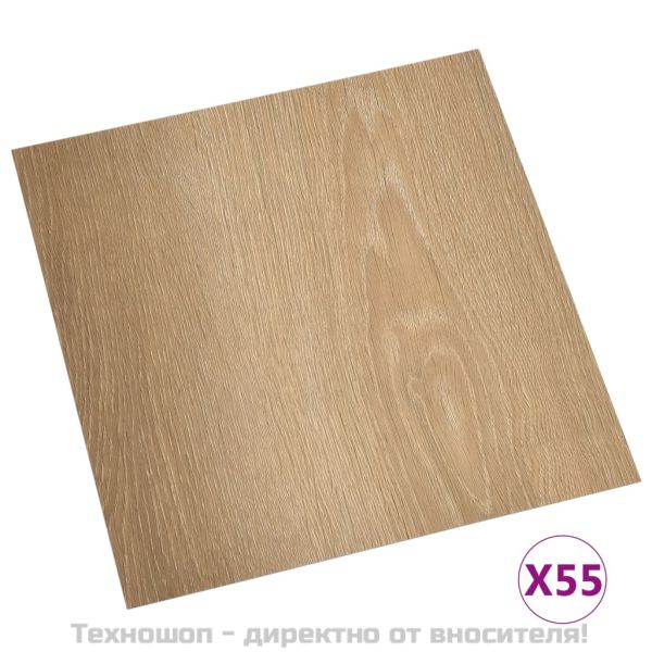 Самозалепващи подови дъски, 55 бр, PVC, 5,11 м², кафяви