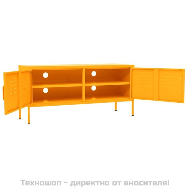 ТВ шкаф, горчица жълто, 105x35x50 см, стомана