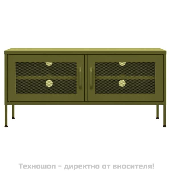 ТВ шкаф, маслиненозелен, 105x35x50 см, стомана