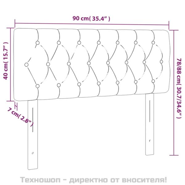 Горна табла за легло, черна, 90x7x78/88 см, плат
