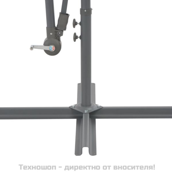 Конзолен градински чадър с LED и стоманен стълб 300 см антрацит