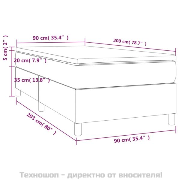 Боксспринг легло с матрак, черно, 90x200 см, изкуствена кожа