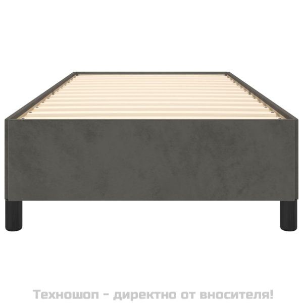 Рамка за легло без матрак, тъмносива, 90x190 см, кадифе