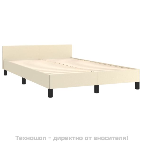 Рамка за легло с табла без матрак, кремава, 120x200 см