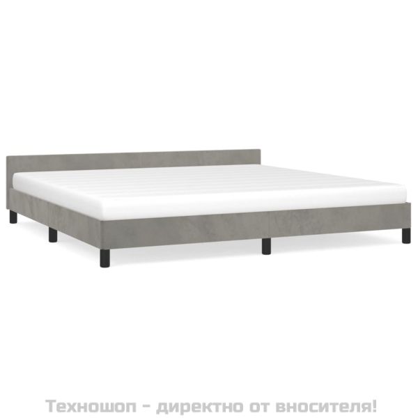 Рамка за легло без матрак, светлосива, 200x200 см, кадифе