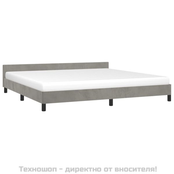 Рамка за легло без матрак, светлосива, 200x200 см, кадифе