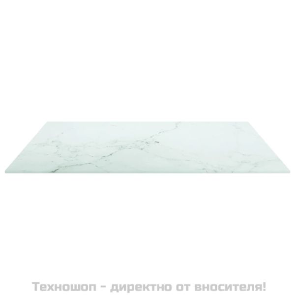 Плот за маса бял 70x70см 6мм закалено стъкло с мраморен дизайн