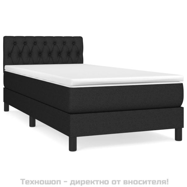 Боксспринг легло с матрак, черно, 90x200 см, плат