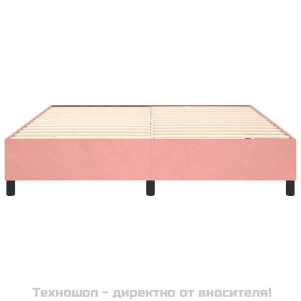 Рамка за легло с пружини, розова, 200x200 см, кадифе