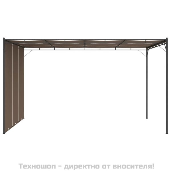Градинска шатра със странична завеса, 4x3x2,25 м, таупе