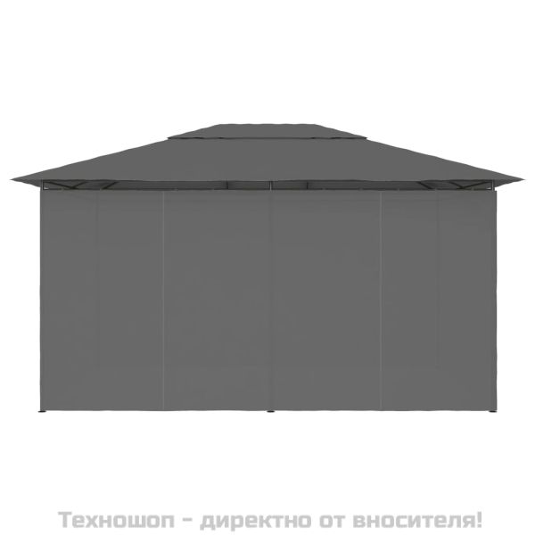 Градинска шатра със завеси, 4x3 м, антрацит