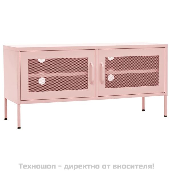 ТВ шкаф, розов, 105x35x50 см, стомана