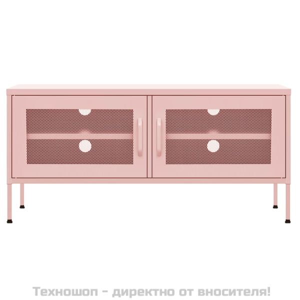 ТВ шкаф, розов, 105x35x50 см, стомана
