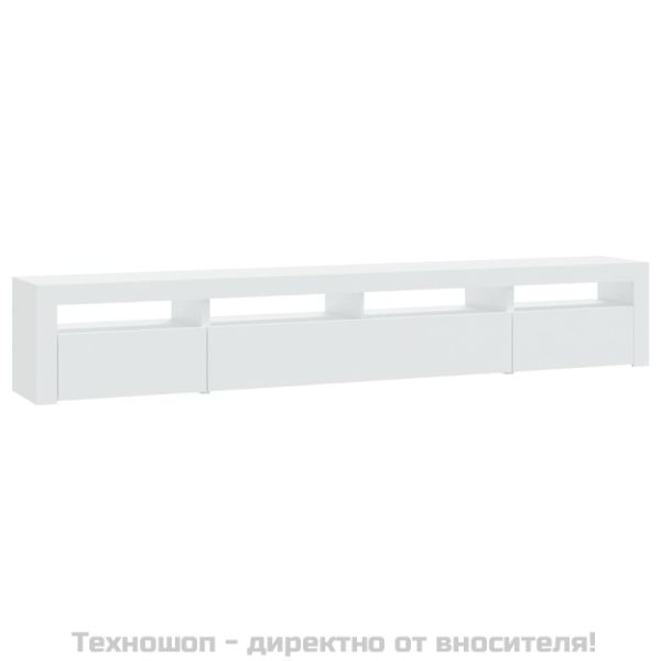 ТВ шкаф с LED осветление, бял, 240x35x40 см